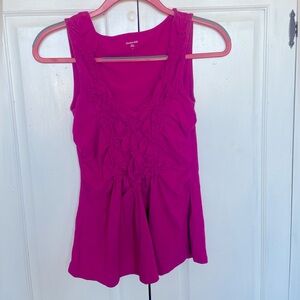 Garnet Hill ruched tank- very flattering.